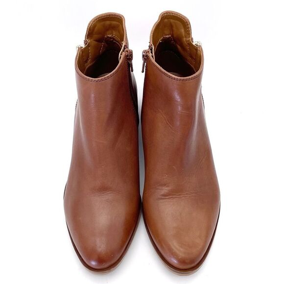 Aldo Reravia Cognac Leather Ankle Bootie Low Heel Fashion Boot Women’s Size 9 - Picture 2 of 16